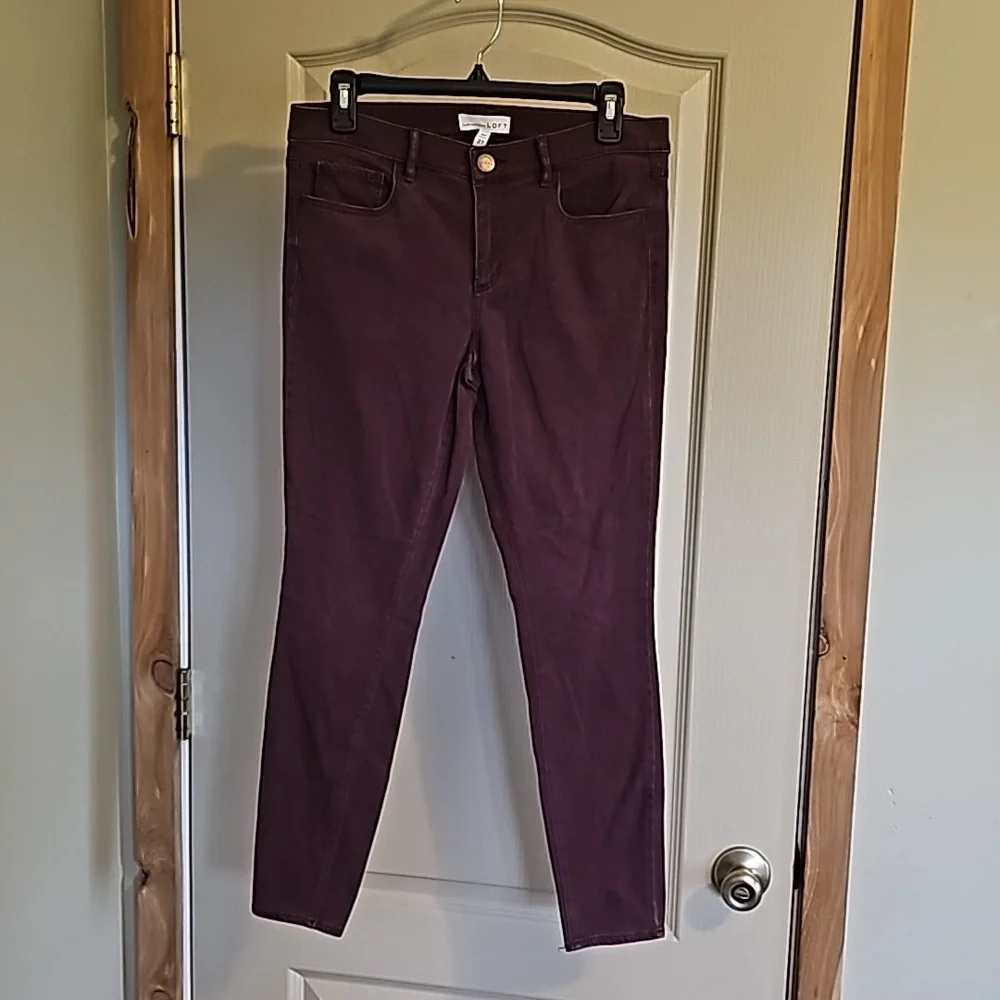 Ann Taylor LOFT jeggings burgundy size 27 aka 4 - Picture 1 of 5